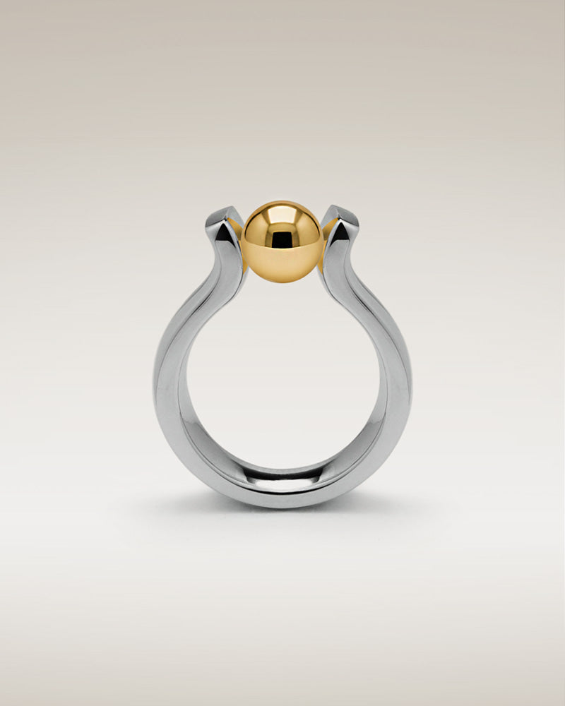 Gold Sphere Tension Set Rings