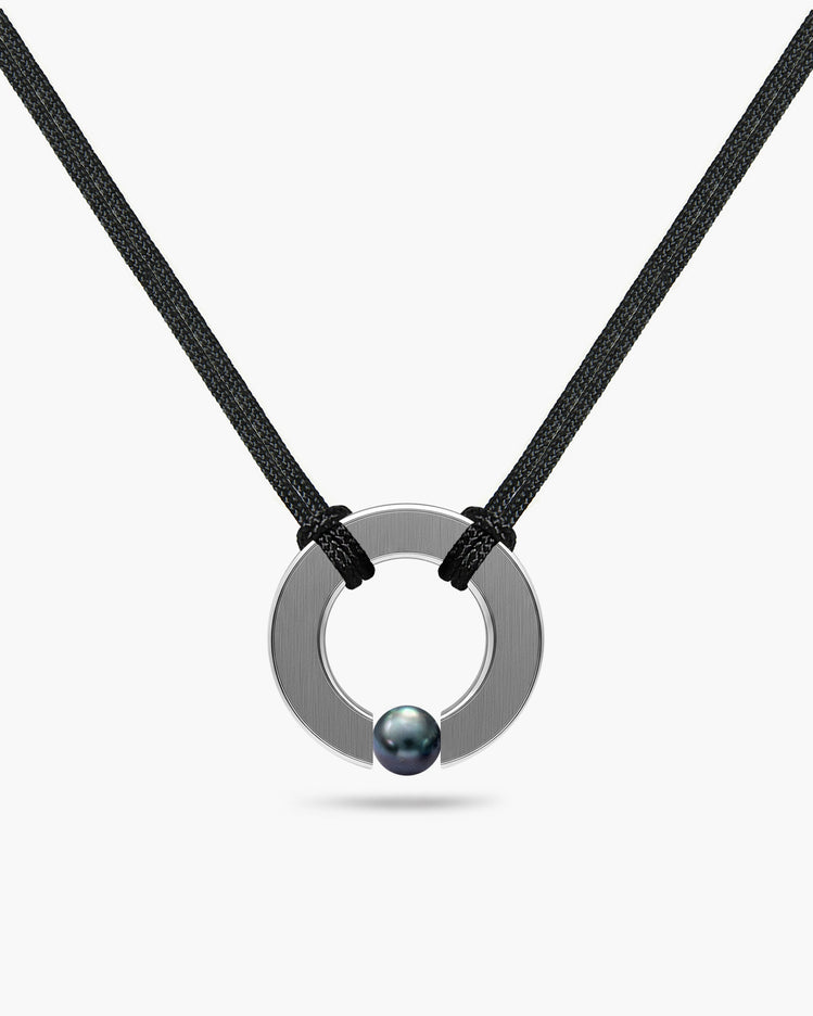 taormina-abbracci-double-cord-necklace-stainless-steel-center-ring-tension-set-black-pearl