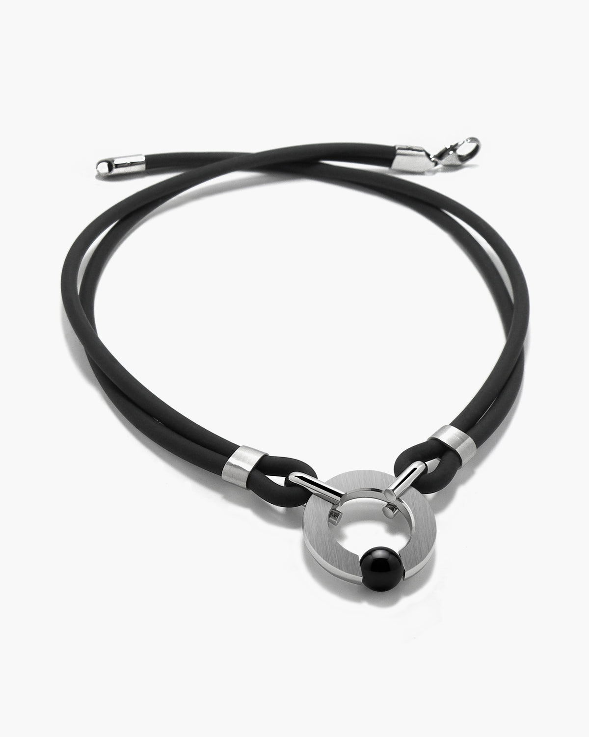 taormina-abbracci-double-strand-rubber-necklace-tension-set-bead-black-onyx