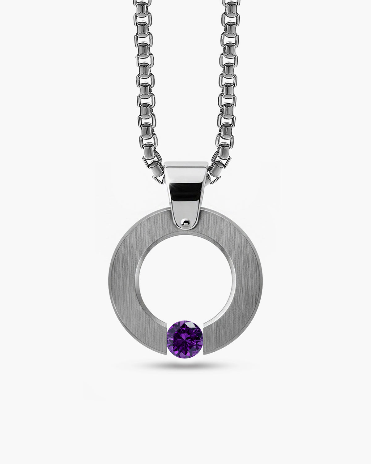 taormina-abbracci-round-pendant-stainless-steel-tension-set-amethyst-front