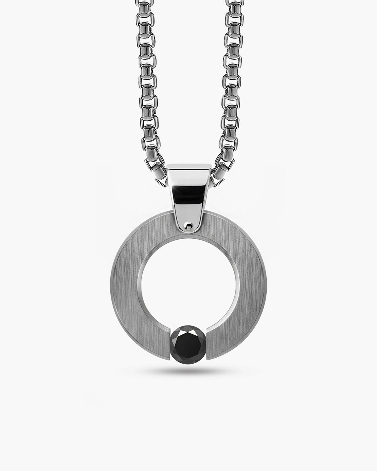 taormina-abbracci-round-pendant-stainless-steel-tension-set-black-onyx-front