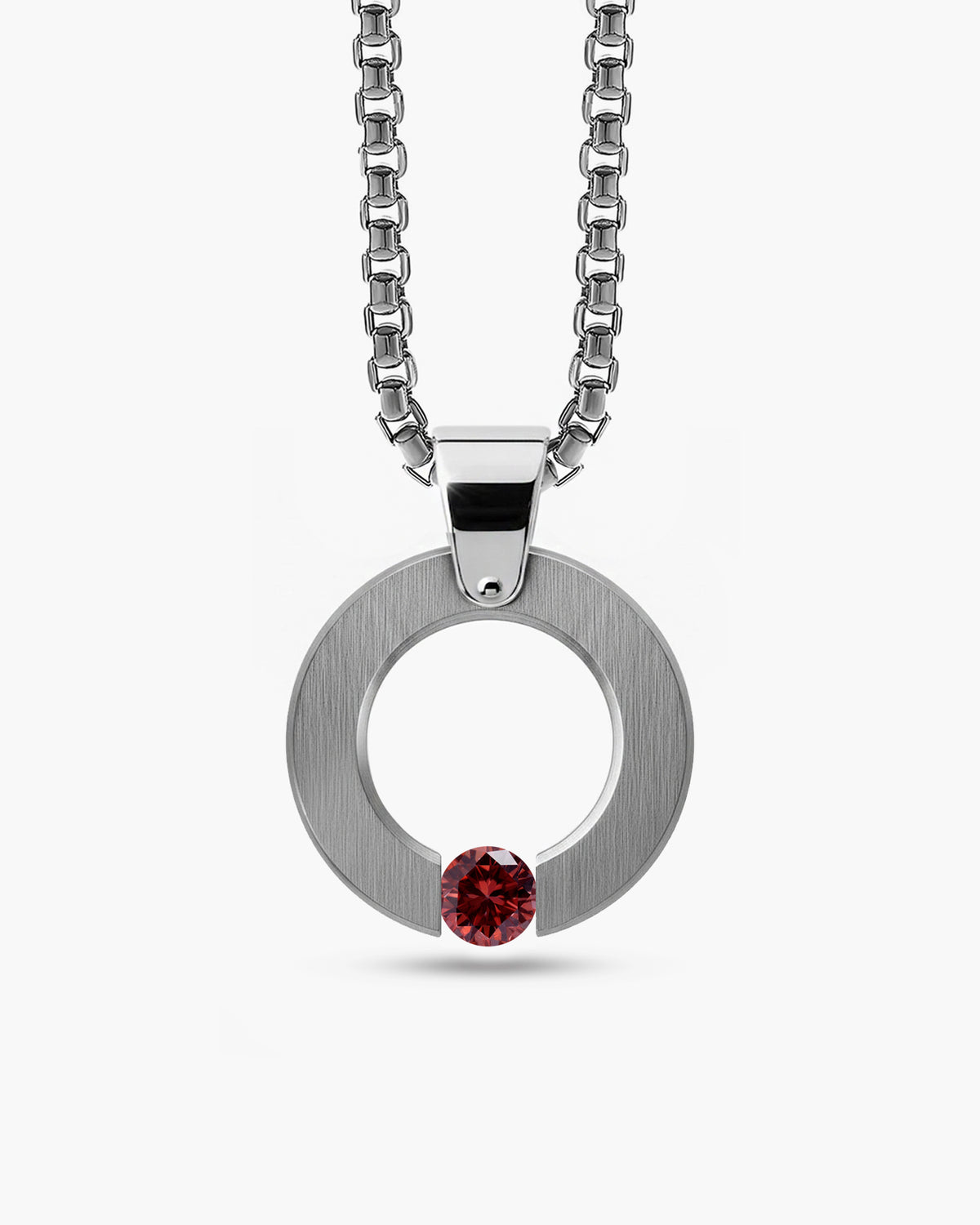 taormina-abbracci-round-pendant-stainless-steel-tension-set-garnet-front