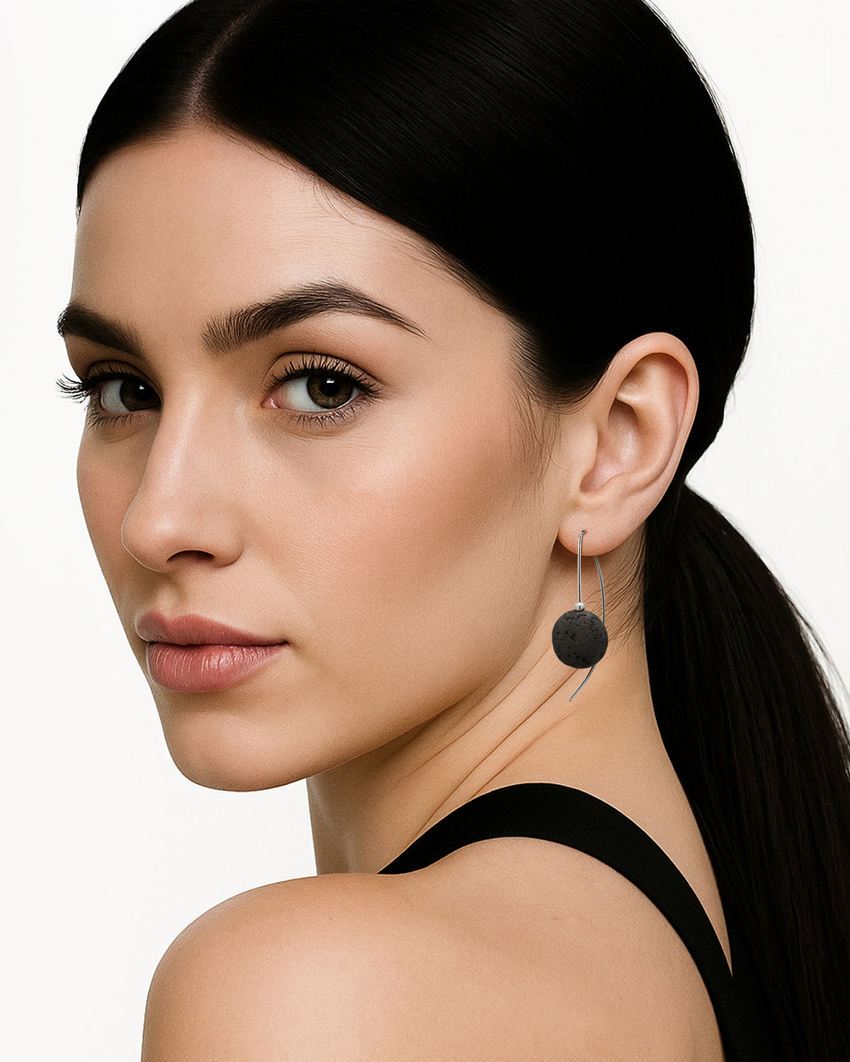 Lava Rock Wire Earrings