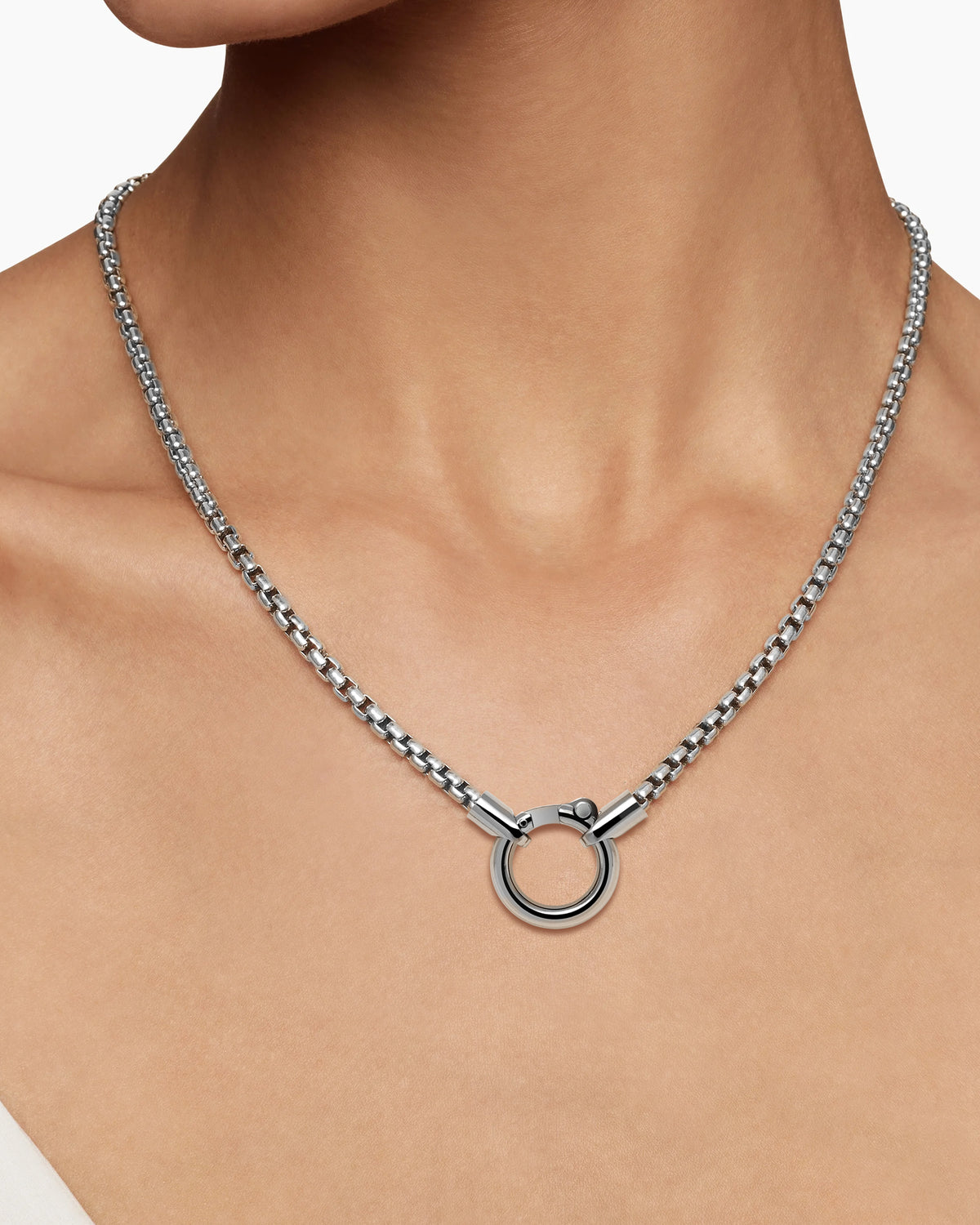 Ring Clasp Box Chain Necklace