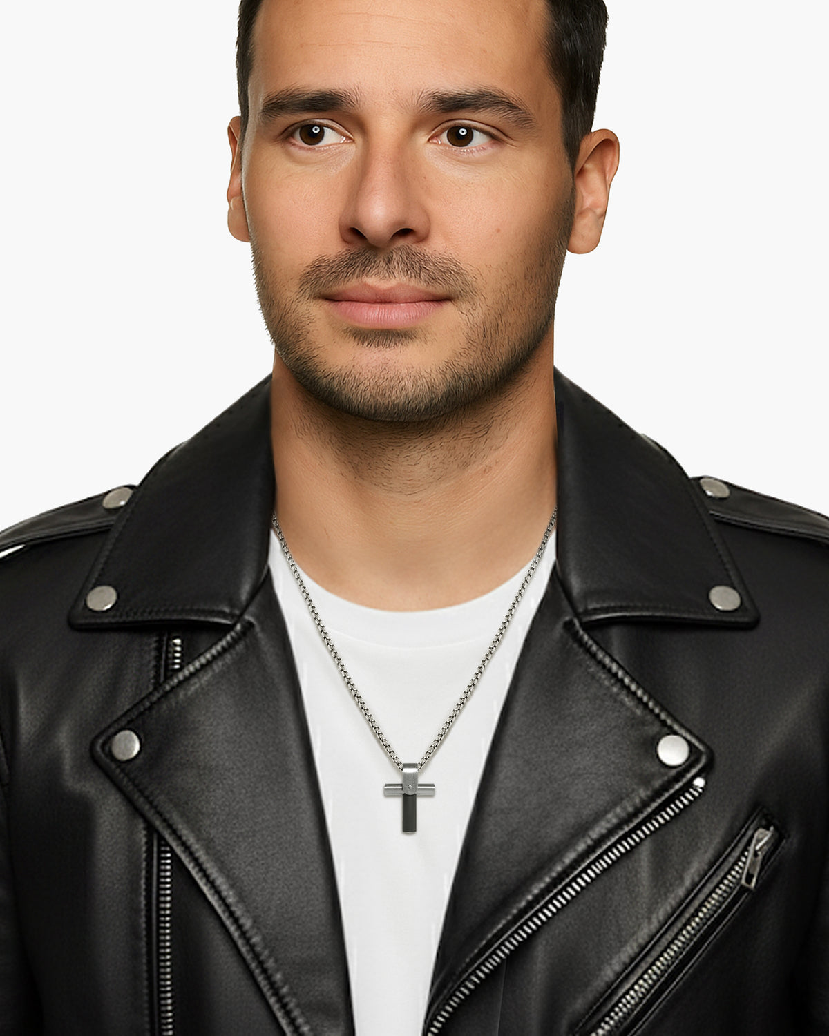 taormina-chassis-cross-pendant-stainless-steel-rubber-chain-necklace-model