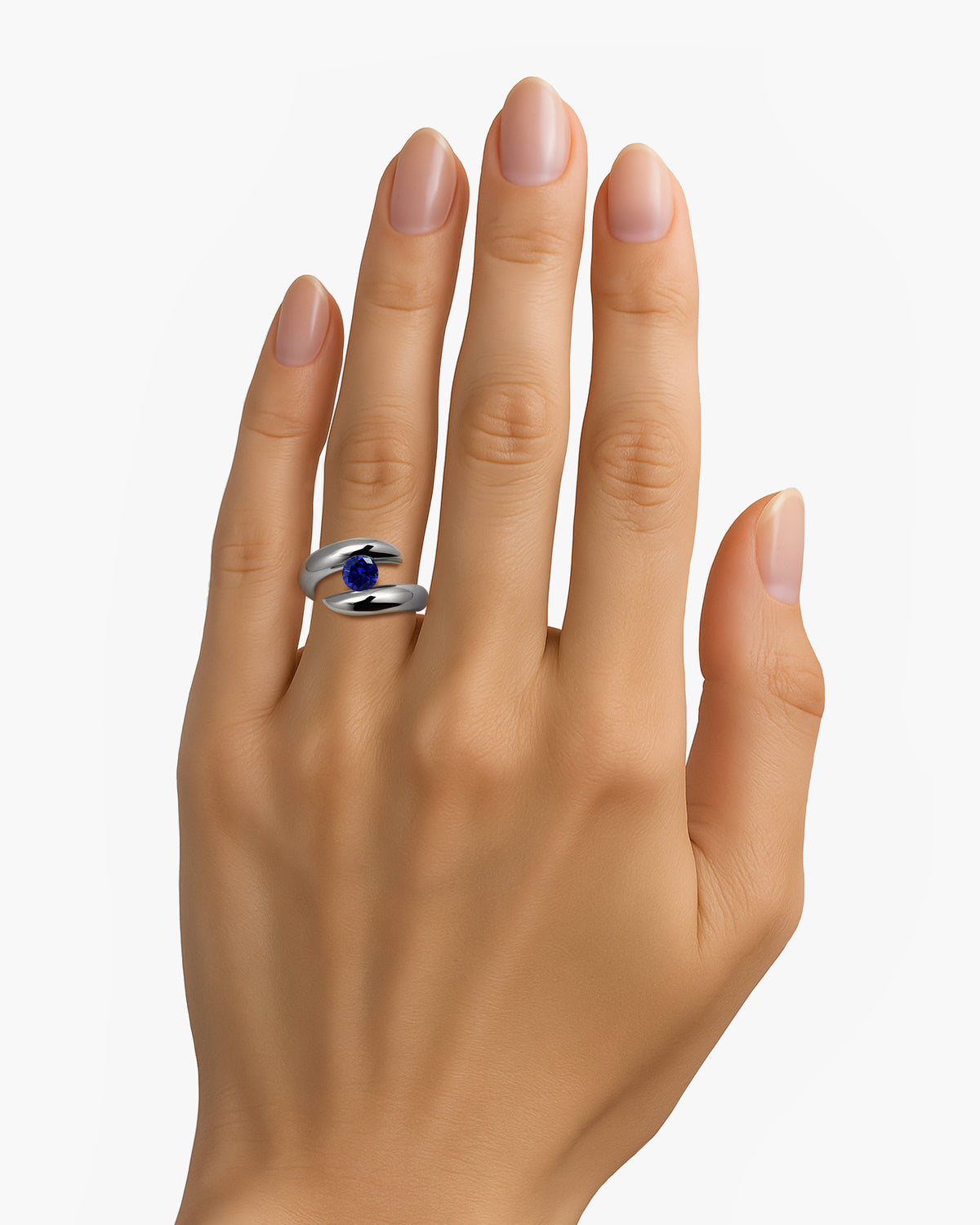 taormina-duetto-bypass-tension-set-ring-blue-sapphire-model-hand