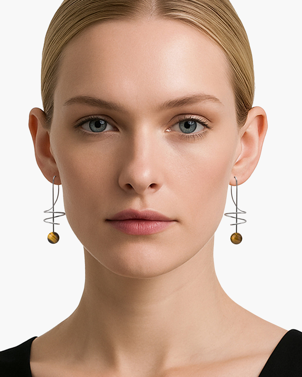 taormina-filo-music-key-design-stainless-steel-drop-wire-earrings-tiger-eye-model