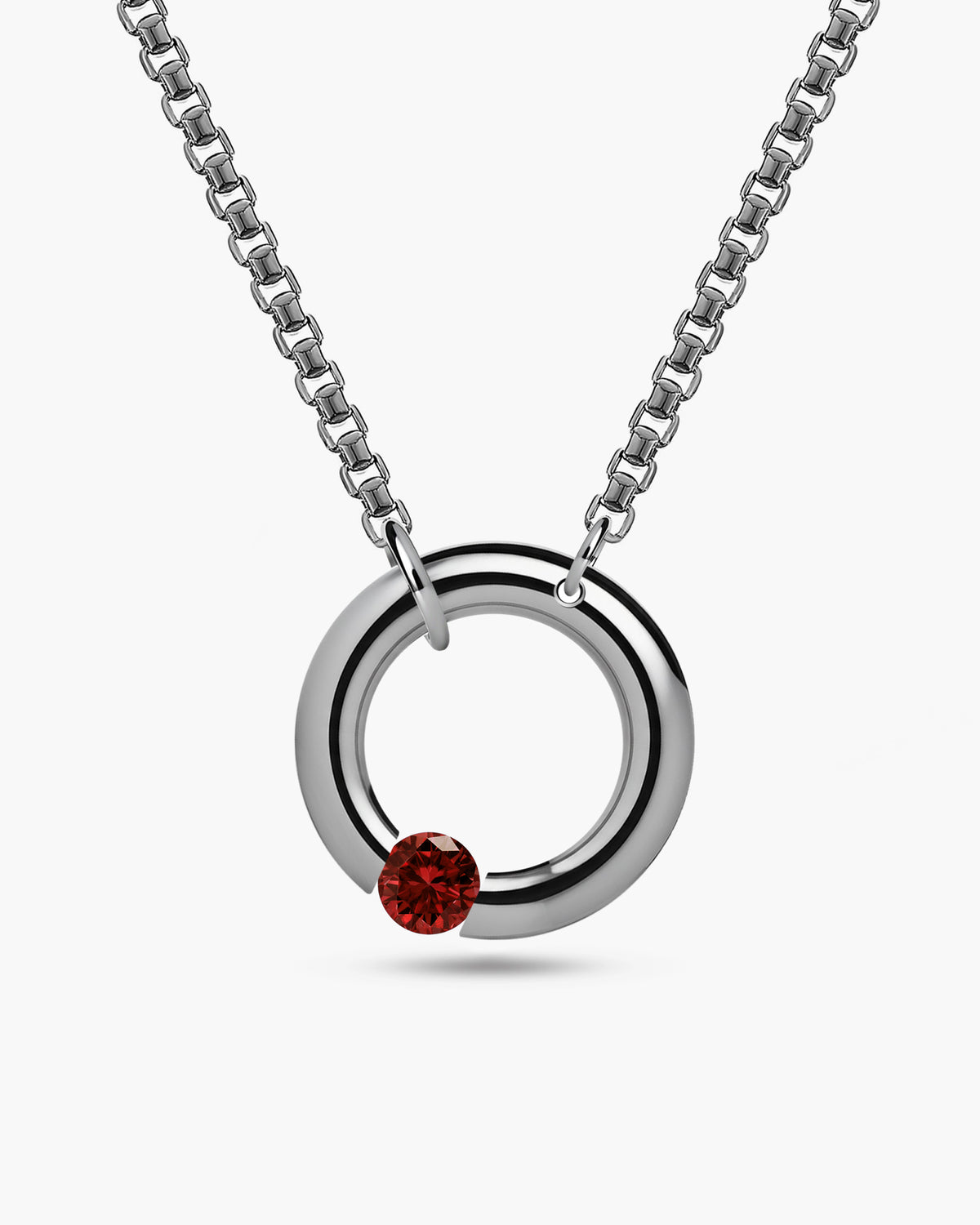 taormina-luna-necklace-stainless-steel-chain-off-center-tension-set-garnet