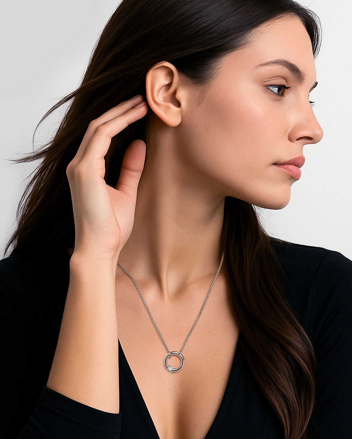 taormina-luna-necklace-stainless-steel-chain-off-center-tension-set-white-sapphire-model