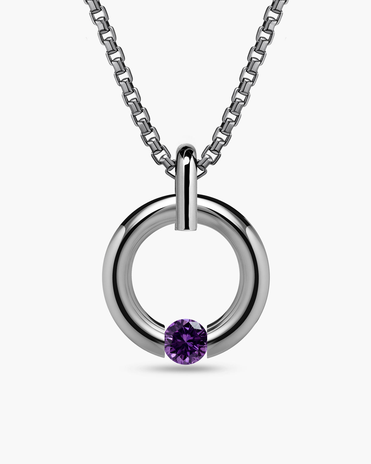 taormina-luna-round-pendant-stainless-steel-chain-tension-set-amethyst-front