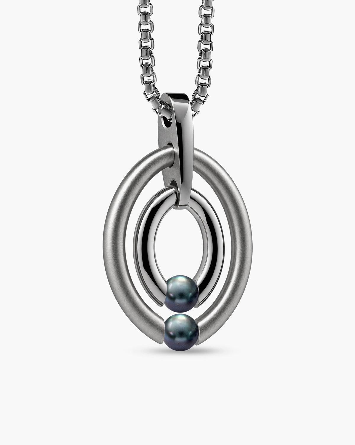 taormina-ovum-double-oval-pendant-stainless-steel-chain-tension-set-blaack-pearl